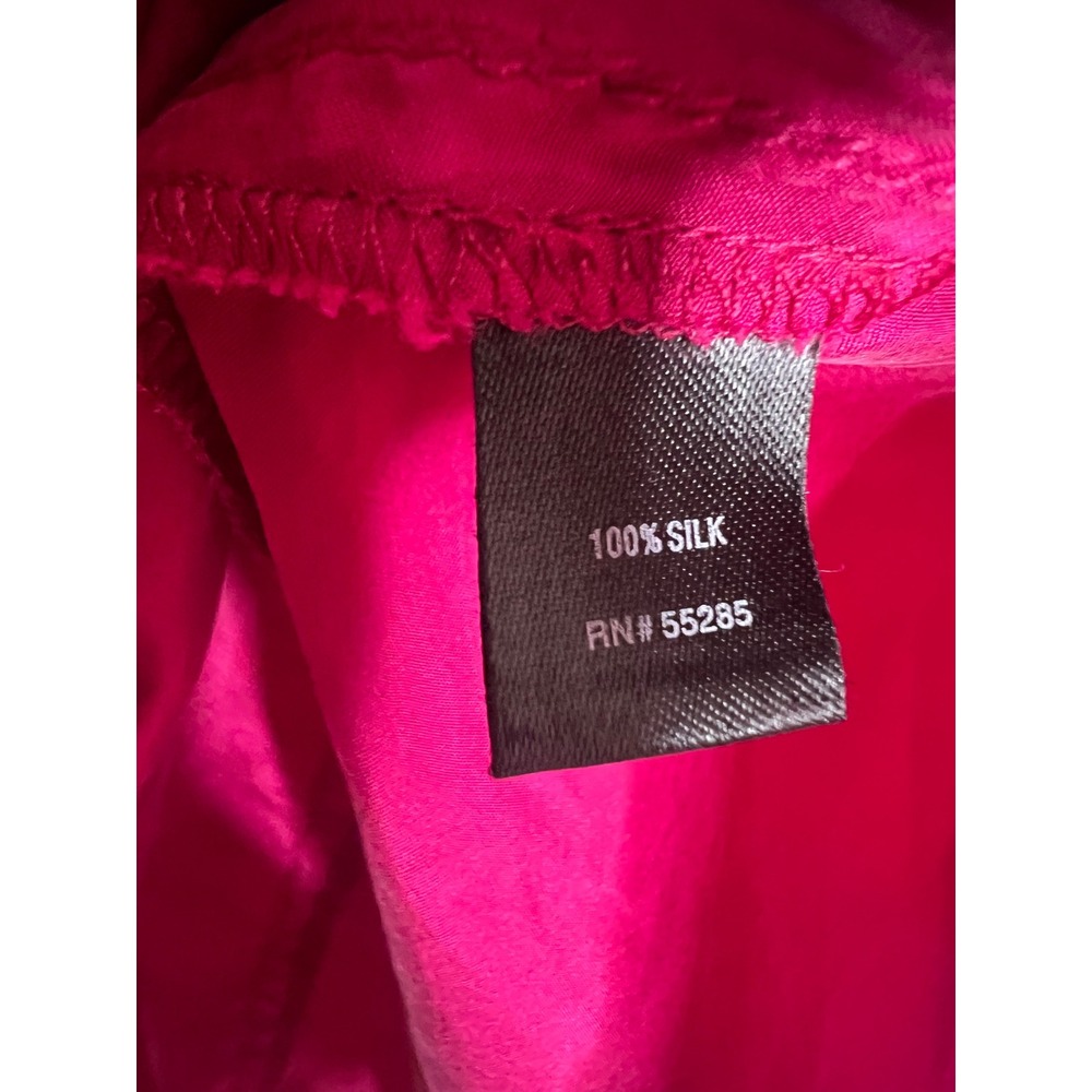 Express Vintage 100% Silk Magenta Pink Roll Tab Button Down Shirt Long Sleeve - Picture 5 of 8